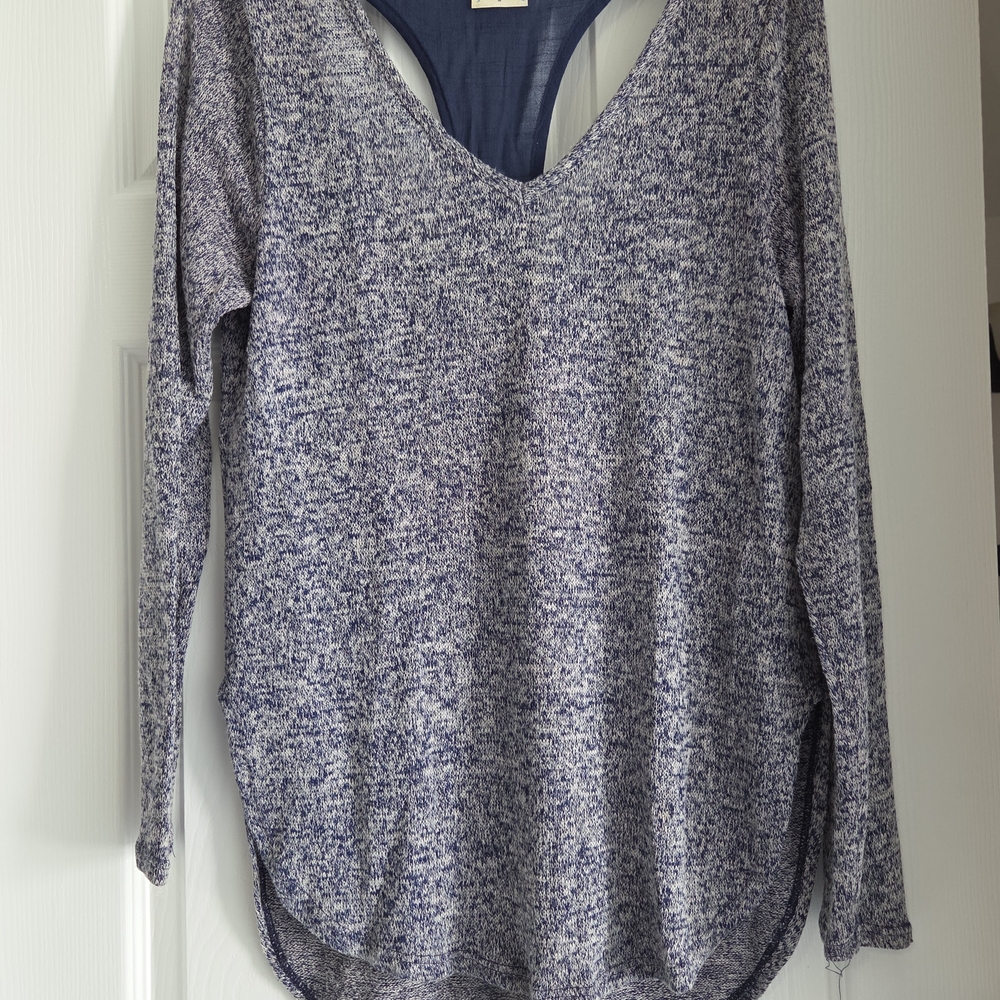 h.i.p. Blue and White Knit Top